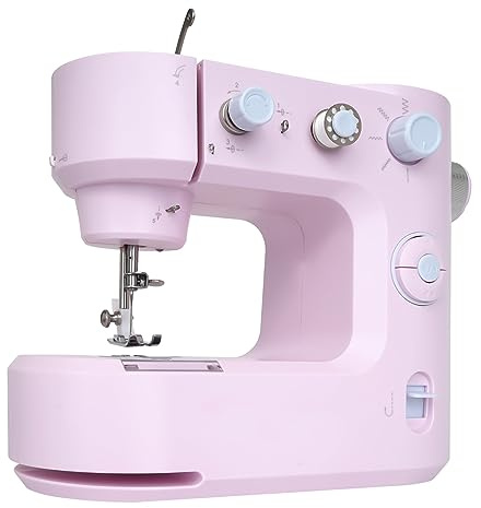 Mini macchina da cucire, macchina da cucire elettronica professionale a doppio filo con illuminazione a LED, elettrica e funzionamento a pedale, per bambini e principianti