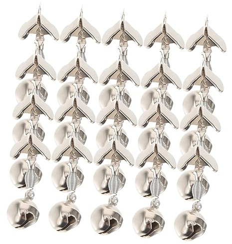 ARTSEWPLY 20 Campanas de Alarma de Caña de Pescar de Metal Plata, Ligeras y Fáciles de Llevar, Ideales como Surfcasting Accesorios para Pesca Profesional
