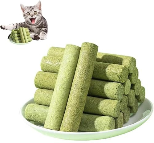18 Stück Katzengras Sticks Zur Zahnpflege Und Haarballenkontrolle,Katzengras Snack Für Katzen, Katzengras Leckerlies Mit Katzenminze, Katzengras Snacks Als Belohnung