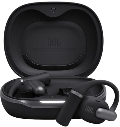 JBL Sense Pro Cuffie Open-Ear True Wireless, Hi-Res Audio, fino a 38 Ore di Autonomia, Resistenti ad Acqua e Polvere IP54, Tecnologia JBL OpenSound e Spatial Sound, Nero