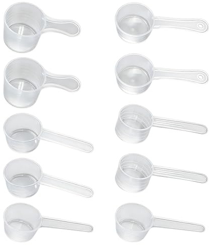 ZZHBOO 10 Cucharas Medidoras de Plástico Transparentes, Juego de Medición Preciso 1g 2g 3g 5g 10g, para Dosificar Leche en Polvo, Proteína, Suplementos y Cocina Creativa