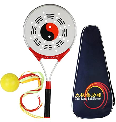 AsrMyjcx Taiji Schläger Und Ball Set Inklusive Aufbewahrungstasche Schläger mit Aluminiumrahmen Rouli Ball Sportgerät für Fitness Und Qigong für Senior