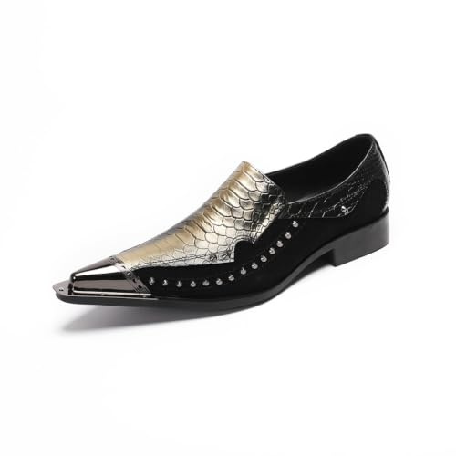 Yhsdfcn Zapatos de Vestir Hombre, Mocasines Grabada Degradado, Puntera Afilada