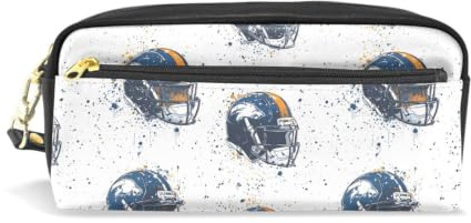 Mnsruu PU Leather Pencil Case American Football Helmet Pen Pouch Makeup Cosmetic Bag
