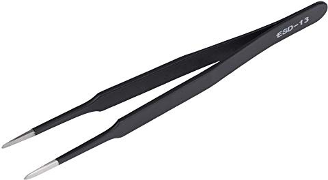 Wal front Antistatisk pincett ESD 13 Hög Rak Rund Härd Ögonfransförlängning Nail Art Säker Elektronik Underhållsverktyg Rostfritt stål Svart 12 cm