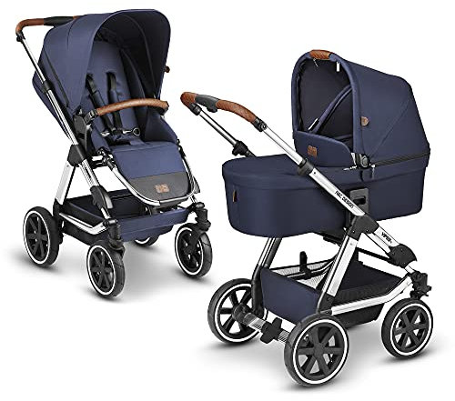ABC Design 2 in 1 Kinderwagen Viper 4 Diamond Edition – Kombikinderwagen für Neugeborene & Babys – Inkl. Sportsitz Buggy & Tragewanne – Radfederung & Luftreifen – Farbe: navy