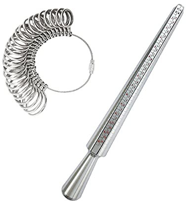 VPMeetx Ring Sizer UK - Ring Size Measuring Tools Metal Ring Measurement Tool Ring UK Sizes Mandrel Stick for Women Men