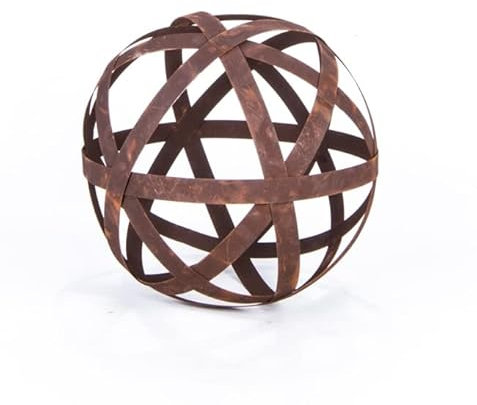 ecosoul Boule décorative en métal rouillé avec rubans - Décoration de jardin - Différents diamètres - 50 cm de diamètre