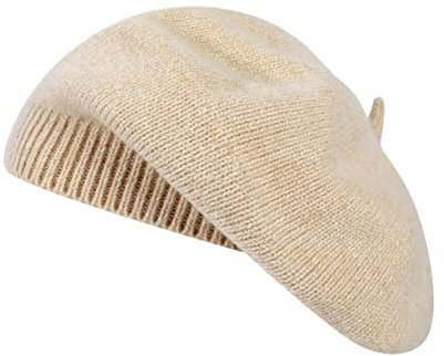 Qinfren Damen Baskenmütze, klassisch, einfarbig, gestrickt, warm, weich, für Winter und Herbst, blau, Einheitsgröße