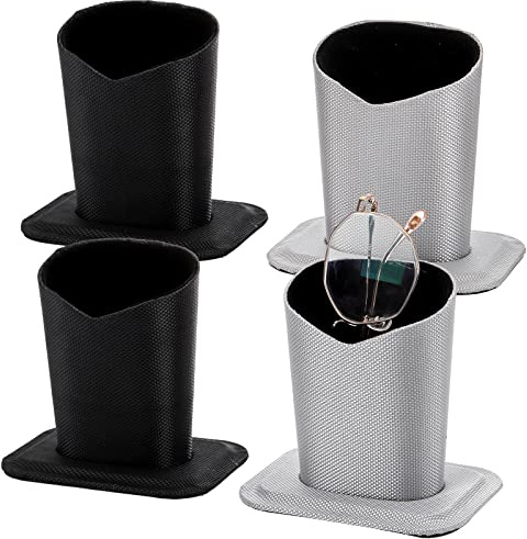 Lyellfe 4 Pack Eyeglasses Holder Stand, Stand Up Glass Case, Modern Eyeglasses Protective Holder with Soft Lining, Great for Desks or Nightstands, Black, Silver
