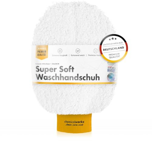 Chemicalworkz Mikrofaser Autowaschhandschuh - extrem saugstark - Waschhandschuh Auto ohne Daumen. Mikrofaser Handschuh, Wash Mitt, Auto Handschuh | Bundfarbe: Gold