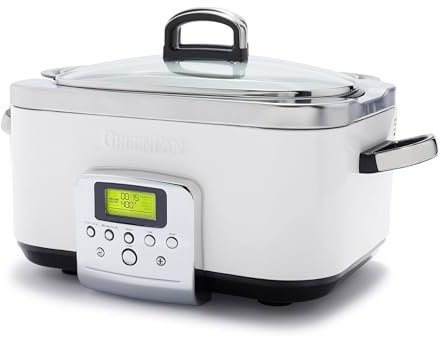 GreenPan Elite 8-in-1 Mijoteuse Programmable 6L, Couvercle et Plateau Amovible Lavable au Lave-Vaisselle, Céramique Non-Adhérente Saine Sans PFAS, Cuisson, Sauté, Panier Vapeur, Rôtissage, Crème
