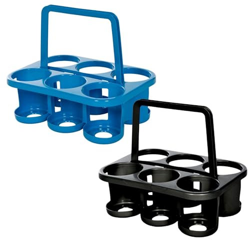 Novaliv 4X Flaschenträger für 12 Flaschen - Stabiler Halt - Getränkekorb Kunststoff, Stapelbar, 32x23x28cm Anthrazit Silber- Ideal für Küche & Keller Getränkekorb Bierträger Getränketräger