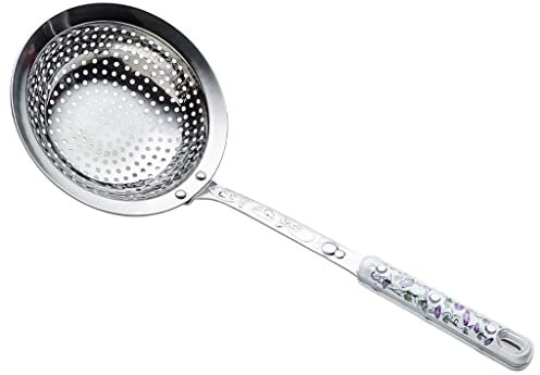 Cucchiaio Scanalato Colino a maglia fine in acciaio inossidabile Schiumarola da cucina Maniglia for fiori Pasta Colino for pentola calda Colino Attrezzo da cucina Cucchiaio per Schiumarola