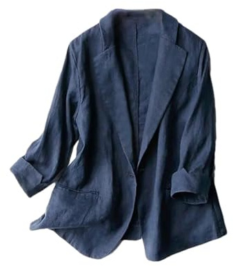 Blazer De Mujer, Chaqueta De Algodón Y Lino, Manga Tres Cuartos, Primavera Fina, Verano, Otoño, Blazers Elegantes Informales