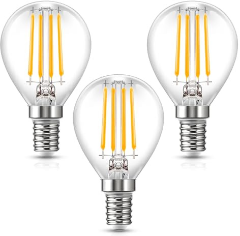 E14 LED Light Bulb, 4W Small Edison Screw Filament Bulbs Warm White, 3Pack | 40W Equivalent, 2700K Soft Glow, G45 Golf Ball SES Globe Bulb, Save 90% Energy, Clear Filament, Vintage Glass, Not-dimmable