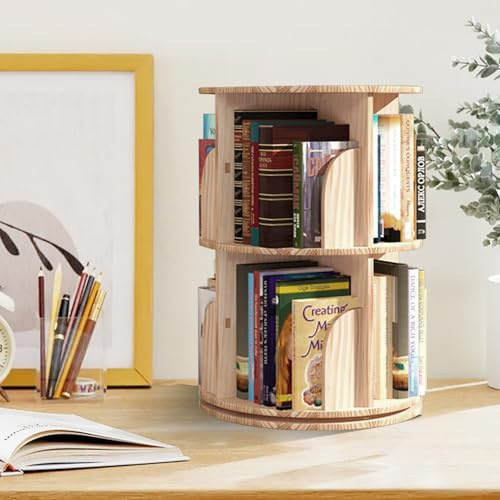 Estantería de madera maciza giratoria de 360 grados, estantería de almacenamiento de esquina, estantería multifuncional de pie para niños y adultos, 39 x 67 cm, adecuada para dormitorio, estudio