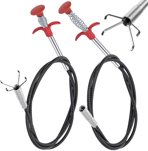 KGGZKG Desatascador Tuberias Profesional 200 cm/90 cm Desentupidor Canos Destapa Cañerias Desatascador Ducha Fregadero Desatascador de Desagüe Fuerte y Flexible Pinza Telescópica Flexible Garra