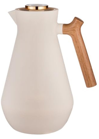 Carafe À Café Thermique Pichet Isotherme Avec Bec Verseur Et Revêtement En Verre Pour L'eau Chaude Et Froide, Ornements De Pendaison De Crémaillère(/Beige,1L/34oz)
