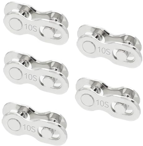 Raheem Kettenschloss Fahrrad, 5 Paar Fahrrad Kettenglied Kettenverschluss, Kettenspanner Fahrrad, Kettenschloss Fahrradkette für Fahrradkette 10Fach Geschwindigkeitskette Silber