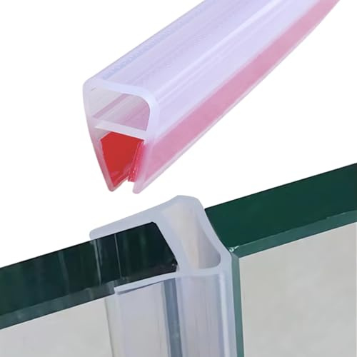 Juntas de Ducha Goma para Mampara de Ducha Autoadhesiva Perfiles para Mamparas para Vidrio de 9 mm 10 mm de Espesor Transparente 200cm (U 10mm)