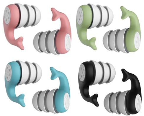 Tapones para los oídos para niños de 5 a 14 años - Tapones de silicona impermeables reutilizables para los oídos para ducharse, nadar, surf, snorkeling, otros deportes acuáticos, 4 pares