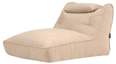 Icon Nova Sitzsack Sessel für Erwachsene, Beige, Olefin Stoff für Drinnen und Draußen, Riesen Sitzsack mit Füllung, Bequemer Sessel, Garten, Terrasse, Lounge, Wohnzimmer