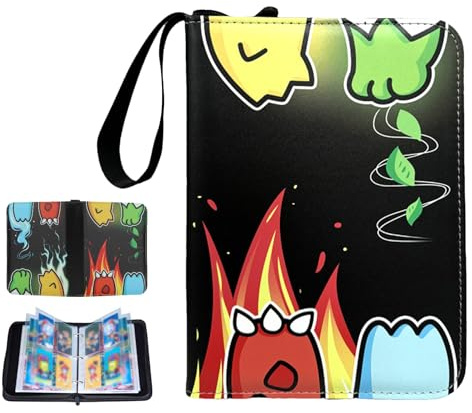 shallyong Raccoglitore Carte 400, Album Carte Collezionabili 4 Tasche 50 Pagine Capacità 400 Carte, Album Porta Carte con Cerniera, PU Raccoglitore Impermeabile, Regalo per Collezionisti e Bambini (B)