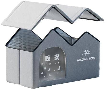 Fonowx Casa para Gatos de Exterior, Plegable, Resistente a Intemperie, cómoda Cama Nido para Perros, Refugio para Gatos de Exterior a Prueba de