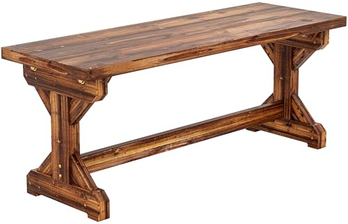 Outsunny Banco de Jardín de Madera, Banco Rústico Exterior de 2 Plazas con Base en Forma de X, Carga 240 kg, para Patio, Porche, Parque, Balcón, 114x40x46 cm, Carbonizado
