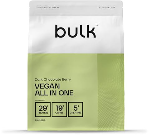Bulk Vegan All in One, Protein Pulver, Eiweißpulver, Zartbitterschokolade und Beeren 2,5 kg, Verpackung Kann Variieren