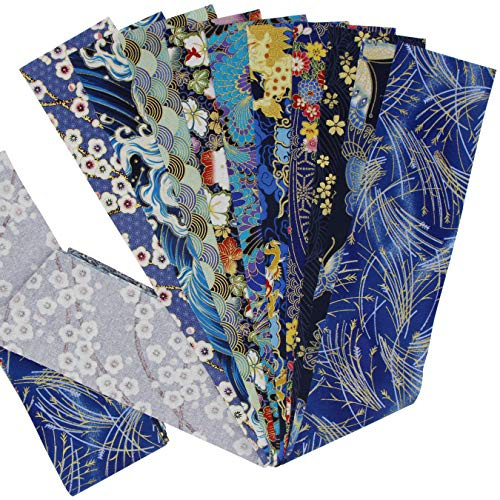 aufodara 10 Pezzi 7,5 x 100 cm Tessuti Strisce Tessuto Cotone Stoffa Stile Giapponese Abbronzante Patchwork Cucito Creativo Stoffe a Metro Materiali per Hobby Creativi Quilting Tessuto (Blu Navyblue)
