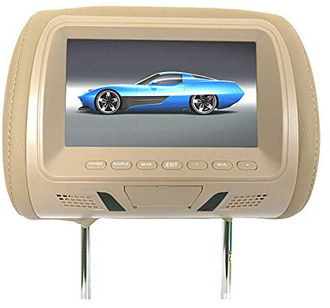 SpirWoRchlan Car Headrest Monitor, 7 Inch Car Headrest Player Auto DVD Player Game HD Digital Screen with Digital Remote Control, Car Rear Seat Entertainment Multi-media Player Beige
