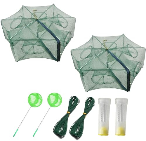 ZffXH 1/2 PCS Fishing Bait Trap Foldable Fish Minnow Crab Crayfish Crawdad Shrimp Net Cast