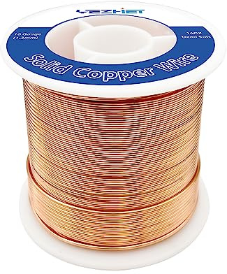 99.9% Solid Bare Copper Wire(16 Gauge(1.3MM, 16 OZ, 130Ft), Dead Soft Strong and Flexible, Copper Wire for Crafts/Jewelry Making/Electroculture Gardening