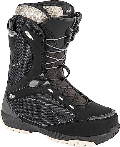 Nitro Monarch TLS '24 All Mountain Freestyle Sistema de Cordones rápidos Barco de Snowboard, Mujeres, Beige y Negro, MP 27.5 // EU 42 // US WMN 10