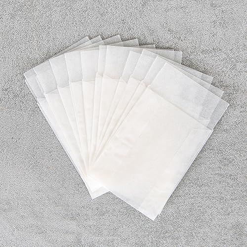 Mini Pergamintüten, 25 Stück: Papiertüten Weiß, Tüten Papier Klein, Geschenktüte für Blumensamen, Süßigkeiten & Kleinteile, Papierbeutel Leicht Transparent, Papiertaschen Pergamin Flach, 4,5 x 6 cm
