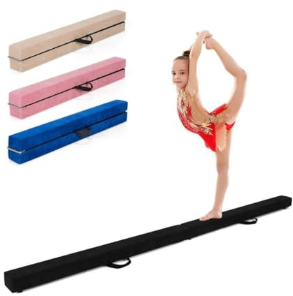 SPOTRAVEL Folding Gymnastic Beam, Portable Floor Balance Beam with Carrying Handles and Anti-Slip Base, Extra Firm Gymnastic Equipment for Toddlers, Gymnasts & Cheerleaders (210cm, Black)