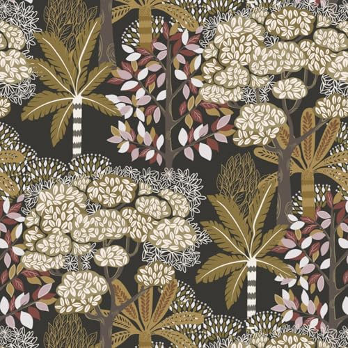 Fiula Papier Peint Autocollant Avec Motif De Feuilles Et Arbres Forêt Tropicale Film Adhésif Décoration Murale Revêtement Imperméable En Vinyle Pour Murs Salon Marron 41CM x 3M