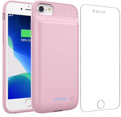 Feob Akkuhülle für iPhone 6/6s/7/8/SE (2020/2022)-4,7, 7000mAh Powerbank Hülle Zusatzakku Akku Case Akku Ladehülle Handyhülle Akku Battery Case für iPhone 6 /6s/ 7/8/ SE-4,7-Rosa