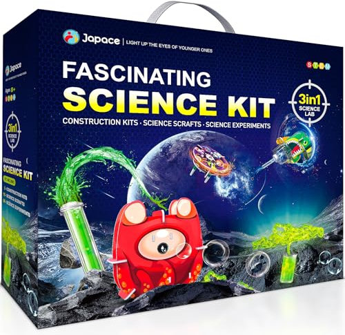 Japace Experimente & DIY Motorisierte Baukästen für Kinder, Wissenschaft Experimentierkasten STEM Spielzeug für Jungen Mädchen, Physik Chemiebaukasten, Weihnachten Geburtstag Geschenk