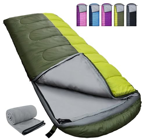 WKFAMOUT 0 gradi Sacchi a Pelo con Fodera in Pile XL per Adulti Lavabile a Macchina 4 Stagioni Sacco a Pelo Tempo Freddo con Sacchetto di Compressione Campeggio Escursioni