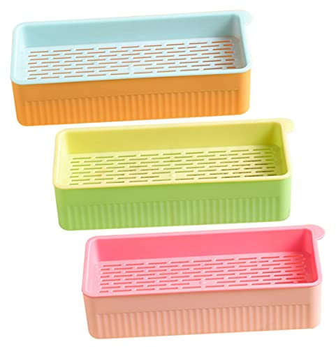 BESPORTBLE 3pcs Hydroponic Cat Grass Planter Set Soilless Catnip Nursery Box for Indoor Cats Easy Clean Grass Tray -orange and Yellow-green