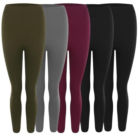 2024 Weihnachtsleggings für Damen, Thermohose, warm, 5 Stück, einfarbig, dehnbare Hose, innen warm, dünn, Samt, Skinny-Leggings, Damenhose, Fleece-gefütterte Leggings, BK2, S