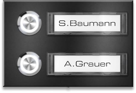 Metzler timbre multifamiliar de pared negro – pintura en polvo negro intenso – montaje en pared con fijaciones incluidas – iluminación de la placa opcional