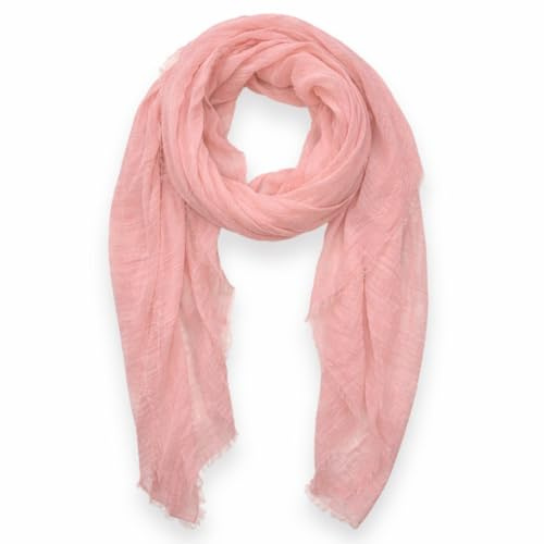 Ziona Sciarpa estiva da donna sottile – Uni Crinkle Look in viscosa, morbida e ariosa – Panno con frange come foulard, pareo, stola o bandana, traspirante e leggero, ideale per spiaggia, viaggi e uso