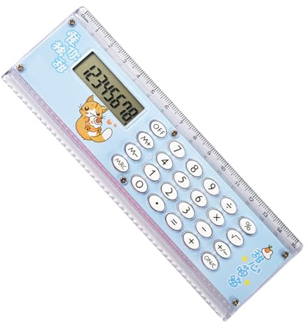 Mini règle calculatrice, portable, format de poche, avec affichage à 8 chiffres, règle numérique multifonctionnelle pour enfants, étudiants, école, bleu