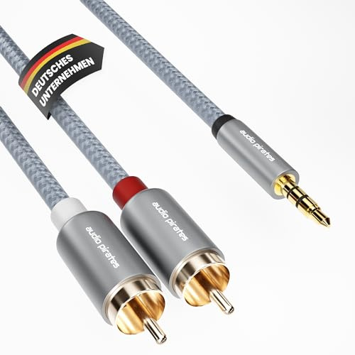 audio pirates jack till cinch | RCA-kabel | 3,5 mm telekabel till 1 x cinch-kabel | ljudkabel för TV, PC, surfplatta, subwoofer, förstärkare, högtalare, hifi och hemmabio (2 m)