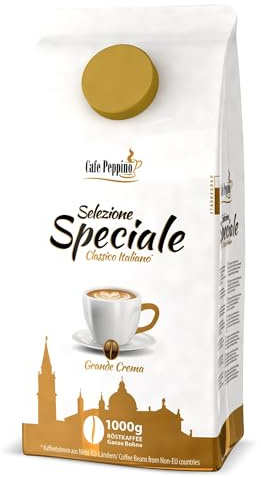 Cafe Peppino Kaffee ganze Bohne Selezione Speciale Classico Italiano Grande Creama 1000g - mit Schraubverschluss - einfache Dosierung - Wiederverschließbar