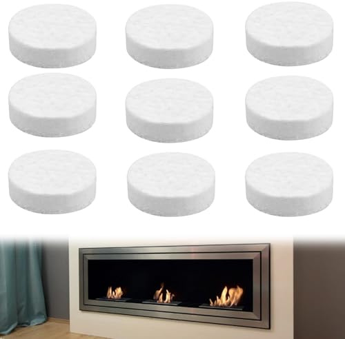 Pack of 9 Ceramic Wool for Bioethanol, Fireplace Ceramic Sponge, Ceramic Wool for Bio Ethanol Fireplace Indoor Gel Table Fireplace 8.6 x 8.6 x 2.5 cm (White)